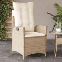 Tuinstoelen 2 st verstelbaar met kussens poly rattan beige - thumbnail