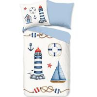 Pure Schip Ahoy Kinderdekbedovertrek Blauw - thumbnail