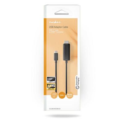USB-Adapter | USB 3.2 Gen 1 | USB-C Male | HDMI Connector | 2.00 m | Rond | Vernikkeld | PVC | Zwart