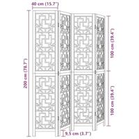 Kamerscherm met 4 panelen massief paulowniahout bruin - thumbnail