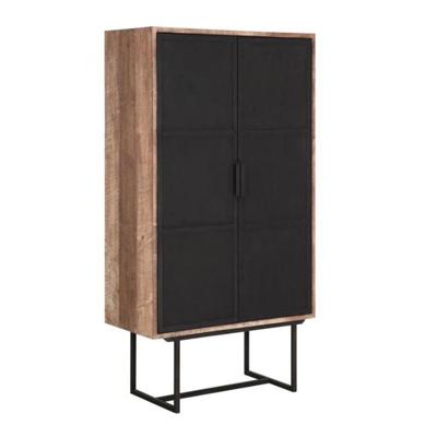 Opbergkast Odeon (2x metalen deur) | Metaal Hout | Teak | Zwart Donkerbruin Opbergkast Odeon (2x metalen deur) | Metaal Hout | Teak | Zwart Donkerbruin