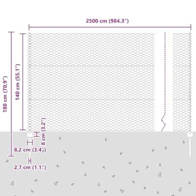 VidaXL Hek met paal groen 1,4 x 25 m staal