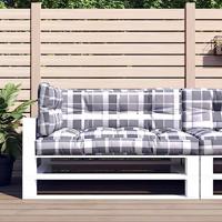 VidaXL Palletkussens 3 st stof ruitpatroon grijs - thumbnail