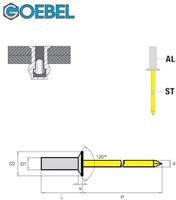 Goebel Popnagel vk 4.0x9.5mm alu/st gwd (500) - thumbnail