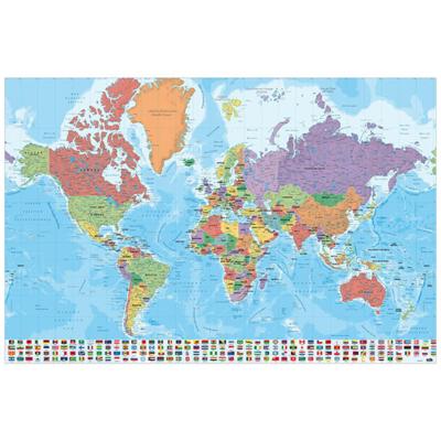 Poster Map World - Physical Politic - Italiaans - 91,5x61cm