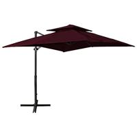 VidaXL Zweefparasol met dubbel dak 250x250 cm bordeauxrood - thumbnail