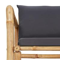 2-delige Loungeset met kussens bamboe donkergrijs - thumbnail