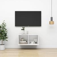 Tv-wandmeubel 37x37x72 cm bewerkt hout wit - thumbnail