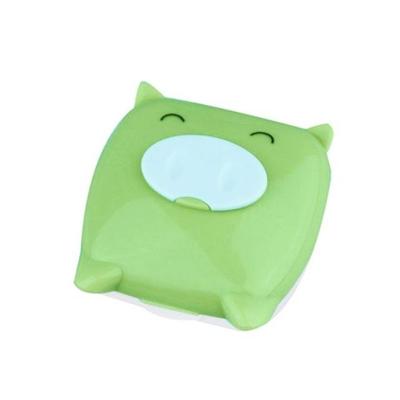 Schattig Unisex varken cartoon contact lens zaak opbergdoos contactlenzen doos (groen)