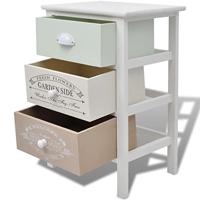 Franse opslagkast met 3 lades hout - thumbnail