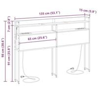 Opberghoofdbord met plank Zwart eiken 135 cm Bewerkt hout - thumbnail