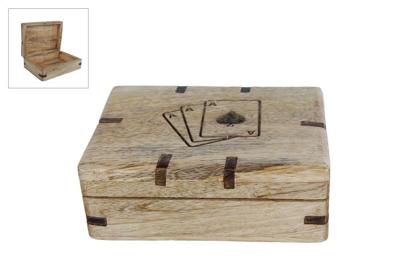 Doos Cards voor speelkaarten naturel mango 12x9x4cm