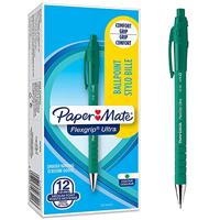 12x Paper Mate Flexgrip Ultra balpen groen medium - thumbnail