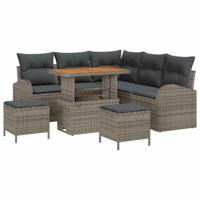 Tuinbankenset met kussen 8 pcs Grijs poly rattan - thumbnail