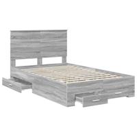 Bedframe met hoofdeinde Grijs Sonoma 135 x 190 cm Bewerkt hout - thumbnail