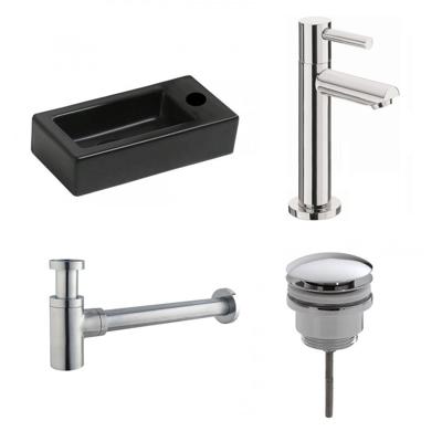 Fonteinset Rhea Zwart Rechthoek Rechts 36.5x18x9cm Toiletkraan Clickwaste Sifon Chroom Fonteinset Rhea Zwart Rechthoek Rechts 36.5x18x9cm Toiletkraan Clickwaste Sifon Chroom