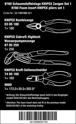 Wera 9780 Schuimrubberen inzetstuk met KNIPEX tangen Set 1, 3-delig - 05150180001