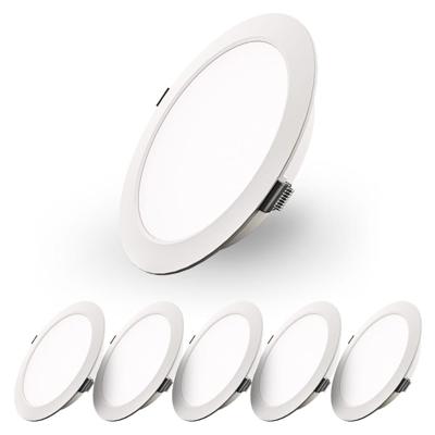 Set van 6 Georgia LED platte Inbouwspots wit - inbouwdiepte 25mm - 18 Watt 1820lm - Rond - 6500K Daglicht Wit - Ø220 mm - IP20 voor binnen