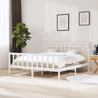 Bedframe massief grenenhout wit 160x200 cm - thumbnail