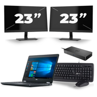 Dell Latitude E5470 - Intel Core i5-6e Generatie - 14 inch - 8GB RAM - 256GB SSD - Windows 11 + 2x 23 inch Monitor - thumbnail