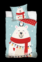 Kerst dekbedovertrek Ijsbeer met Sjaal 140 x 200 cm - thumbnail