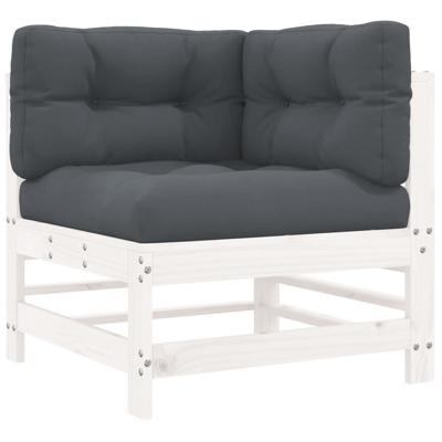 7-delige Loungeset met kussens massief hout wit