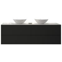 Badkamermeubelset Gliss Hermes 180 cm Mat Zwart Met Waskom - thumbnail