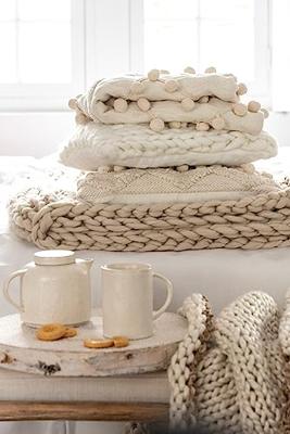 J-Line Kussen Gebreid Acryl Wit J-Line Kussen Gebreid Acryl Wit