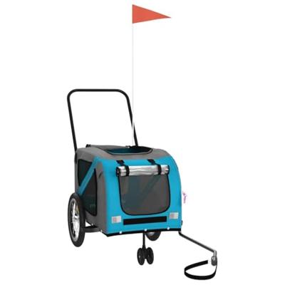 Fietskar voor huisdieren, blauw en grijs Oxford-stof en ijzer