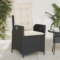 Tuinstoelen 2 st verstelbaar met kussens poly rattan zwart - thumbnail