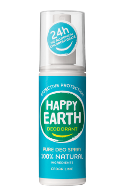 Happy Earth Pure deodorant spray cedar lime 100 Milliliter