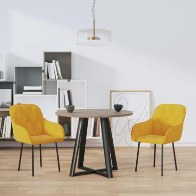 Eetkamerstoelen 2 st fluweel geel Eetkamerstoelen 2 st fluweel geel