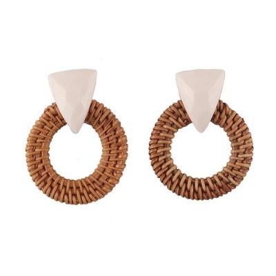 Rotan houten Vintage handgemaakte Dangle Oorbellen (wit)