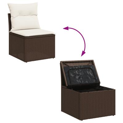 6-delige Loungeset met kussens poly rattan bruin - thumbnail