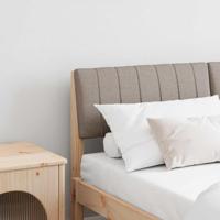 Gestoffeerd hoofdbord Taupe 140 cm Massief grenenhout - thumbnail