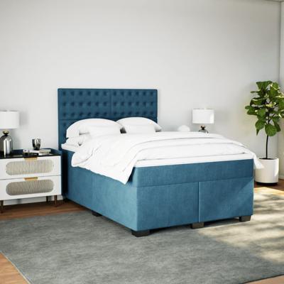 Boxspring met matras fluweel blauw 140x200 cm - thumbnail