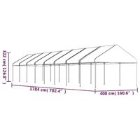 Prieel met dak 17,84x4,08x3,22 m polyetheen wit - thumbnail