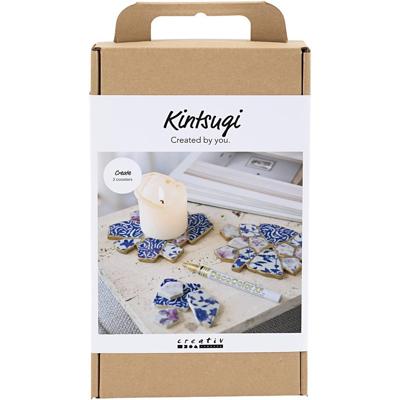 Creativ Company Hobbyset kintsugi, onderzetter, blauw, goud, lichtrood, wit, 1 doos