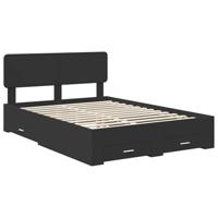 Bedframe met hoofdeinde Zwart 150 x 200 cm Bewerkt hout - thumbnail