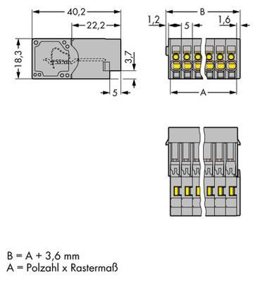 WAGO 769-605 Female behuizing (kabel) 769 Totaal aantal polen: 5 Rastermaat: 5 mm Inhoud: 50 stuk(s)