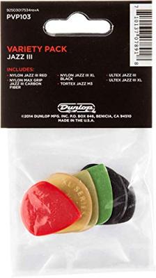 Dunlop PVP103 Jazz III Pick Variety Pack plectrum set 6 stuks