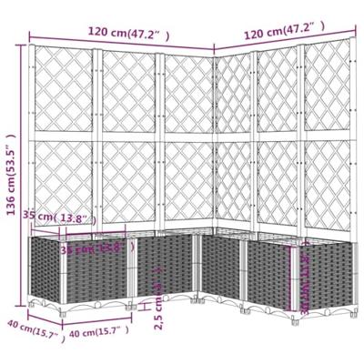 Plantenbak met latwerk 120x120x136 cm polypropeen zwart Plantenbak met latwerk 120x120x136 cm polypropeen zwart