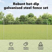 VidaXL Hek met paal zilver 1,4 x 25 m staal - thumbnail
