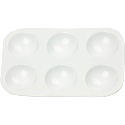 Creativ Company Palet, rechthoekig palet met 6 vakken, afm 13x8,5 cm, wit, 10 stuk/ 1 doos