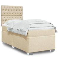 Boxspring met matras stof crèmekleurig 80x200 cm - thumbnail