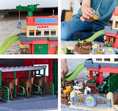 Majorette Claas Kleurenkaart + 3 voertuigen Boerderijschuur (model)