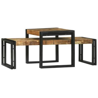 Salontafel 2 pcs Bruin 48 x 40 x 40 cm massief mangohout