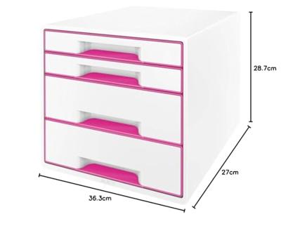 Leitz WOW Cube 5213 5213-20-23 Ladebox Wit 4 x DIN A4 Aantal lades: 4