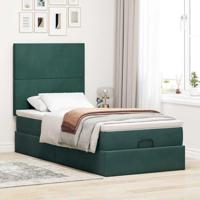Ottoman bed met matrassen 90x200cm fluweel donkergroen - thumbnail