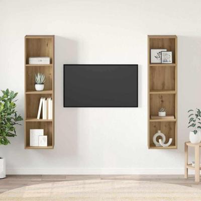 TV-kast 2 pcs Bruin 37 x 37 x 142.5 cm Bewerkt hout